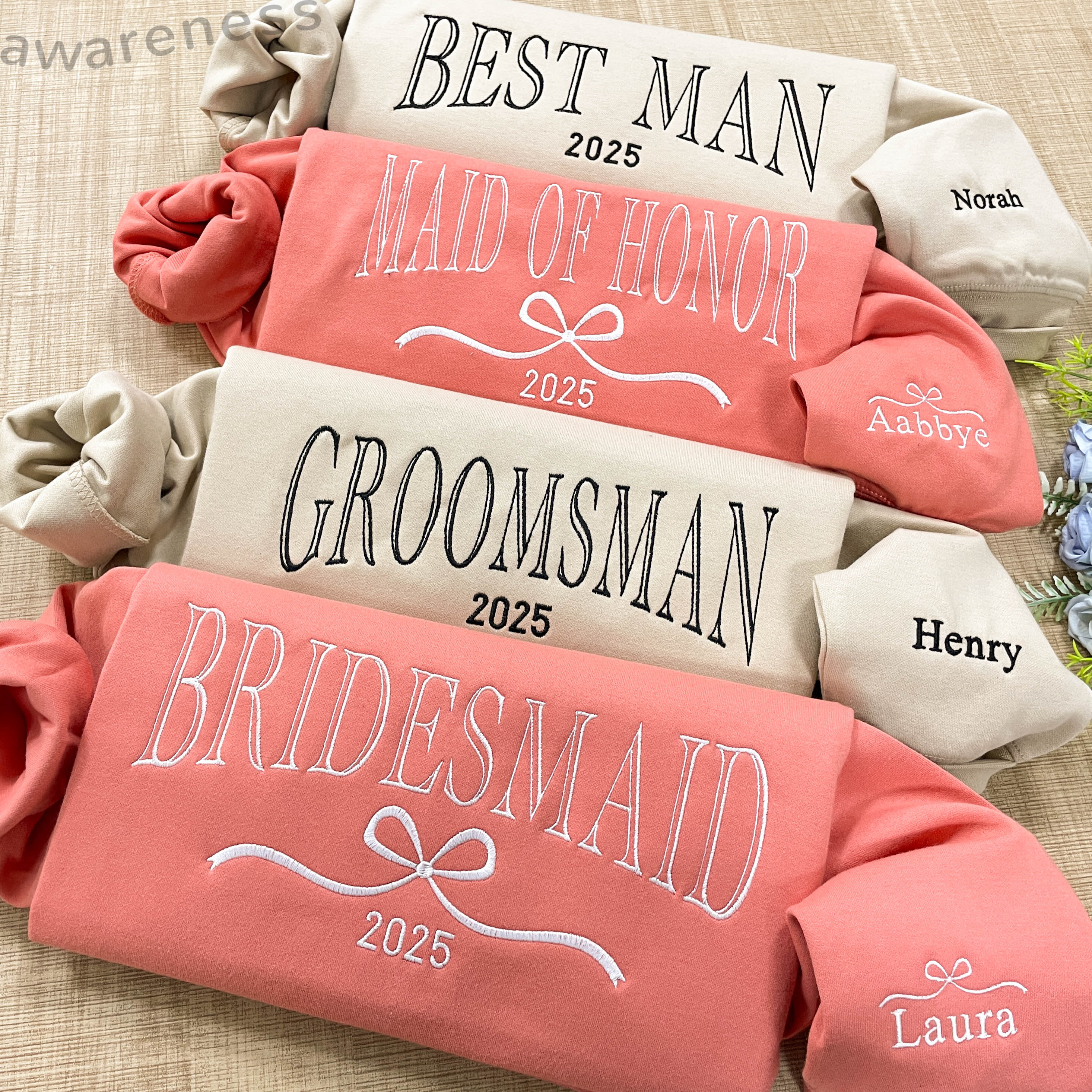 Custom Embroidered Bride & Bridesmaid Sweatshirts - Personalized Bridal Party Merch & Gifts