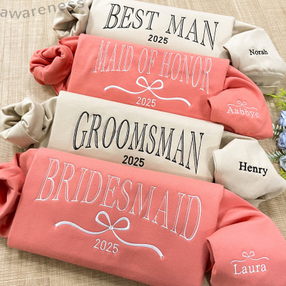 Custom Embroidered Bride & Bridesmaid Sweatshirts - Personalized Bridal Party Merch & Gifts