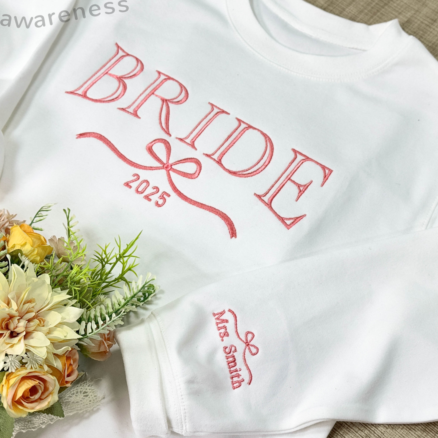 Custom Embroidered Bride & Bridesmaid Sweatshirts - Personalized Bridal Party Merch & Gifts