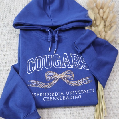 Custom College Sweatshirt with Bow, Personalized Bow Sweatshirt