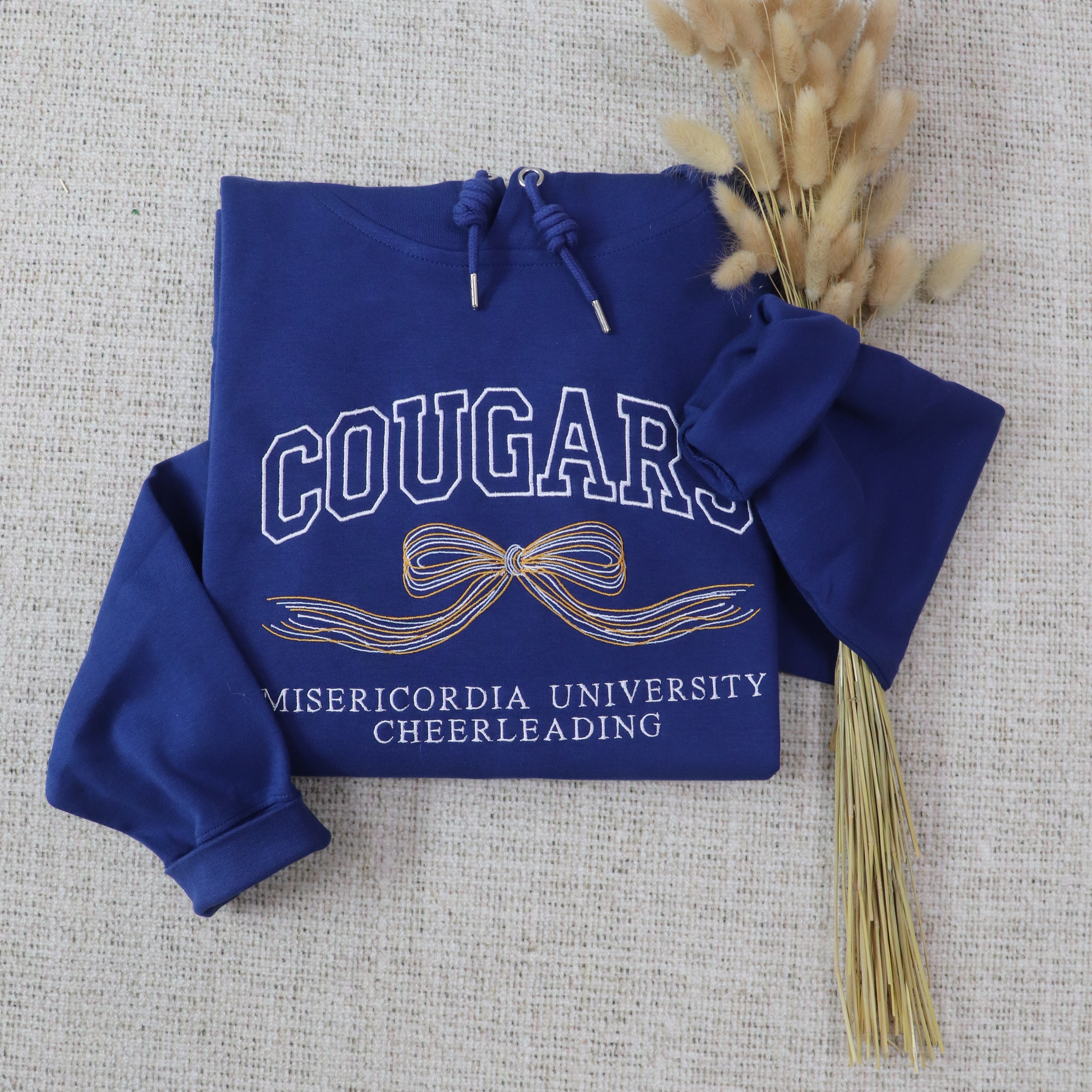 Custom College Sweatshirt with Bow, Personalized Bow Sweatshirt