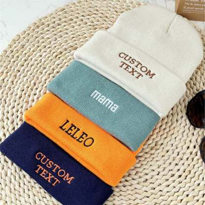 Personalized Embroidered Beanie Winter Hat, Unisex Beanie Hat, Custom Logo/Text Hats