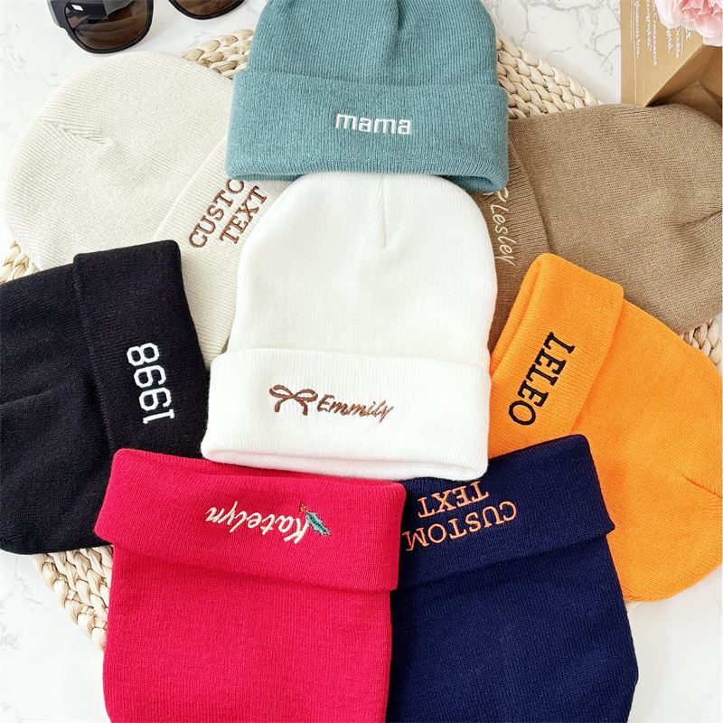 Personalized Embroidered Beanie Winter Hat, Unisex Beanie Hat, Custom Logo/Text Hats