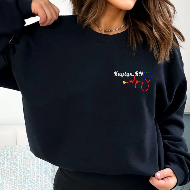 Personalized Embroidered Nursing Hoodie for RNs, CNAs, BSNs, and RRTs