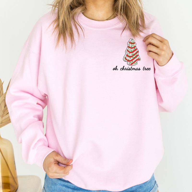 Personalized Floral Embroidered Christmas Tree Sweatshirt
