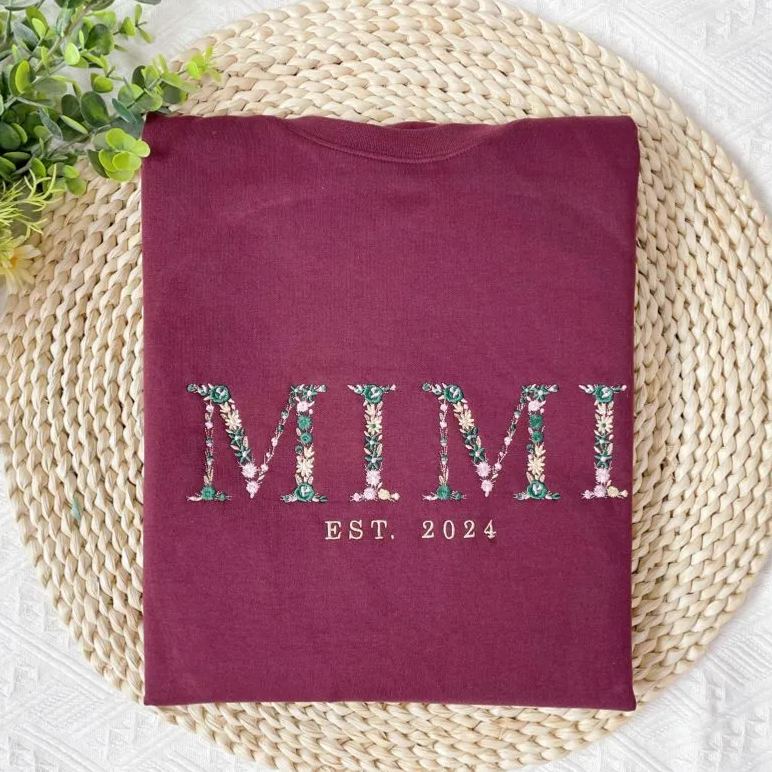 Custom Embroidered MAMA Hoodie with Floral Letter