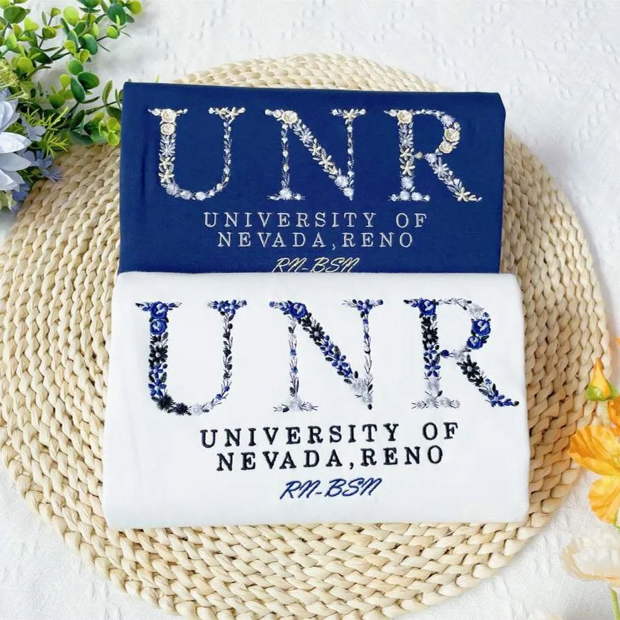 Custom Embroidered University of Nevada Reno Sweatshirt with Floral Letter
