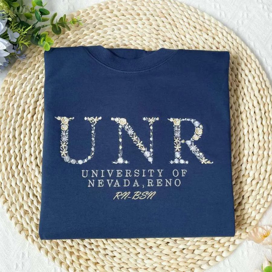Custom Embroidered University of Nevada Reno Sweatshirt with Floral Letter