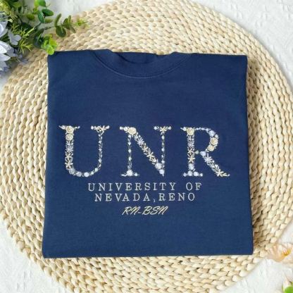 Custom Embroidered University of Nevada Reno Sweatshirt with Floral Letter