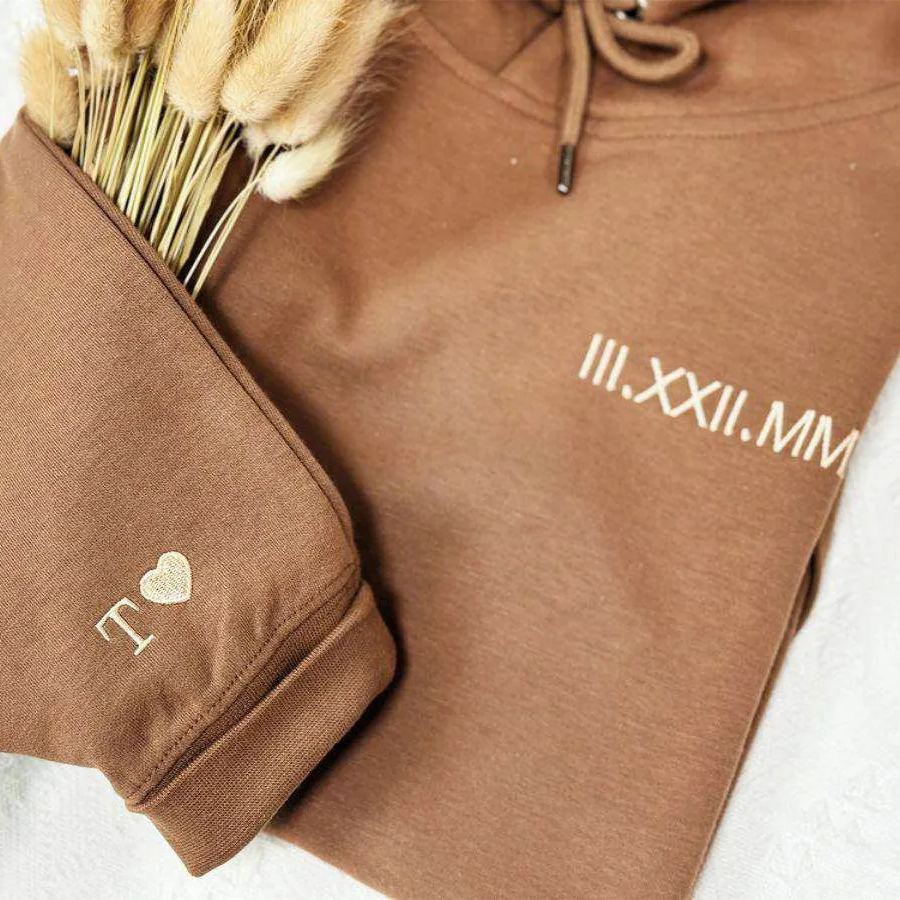 Custom Embroidered Initials & Date Matching Couple Hoodies