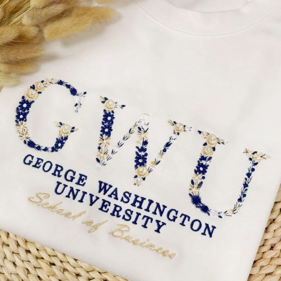 Custom Embroidered George Washington University Sweatshirt with Majors