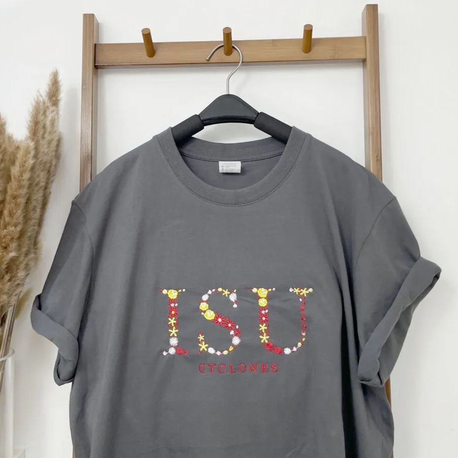 Embroidered Iowa State University T-Shirt Unisex College T-Shirt