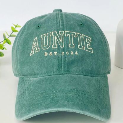 Embroidered Baseball Cap, Auntie Gifts, Green Baseball Cap