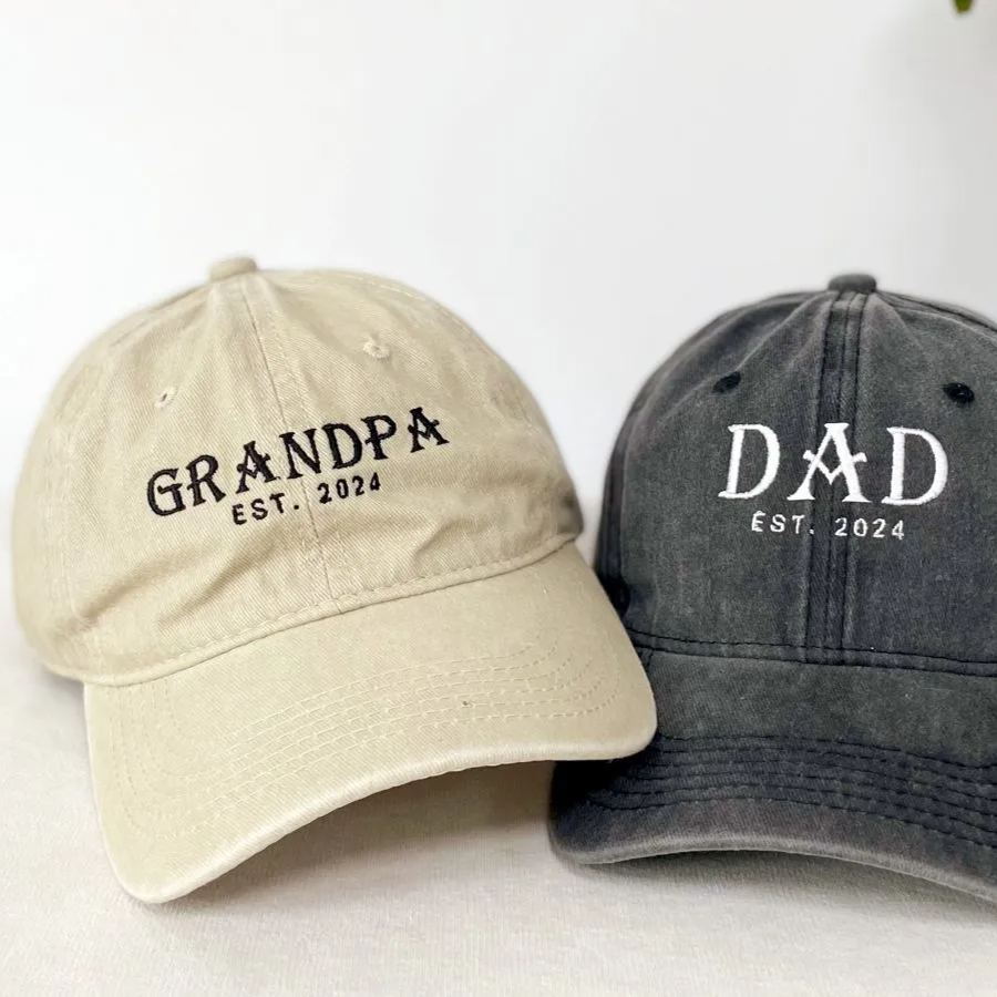 Custom Embroidered Black Dad Hat, Personalized Gifts for Dad