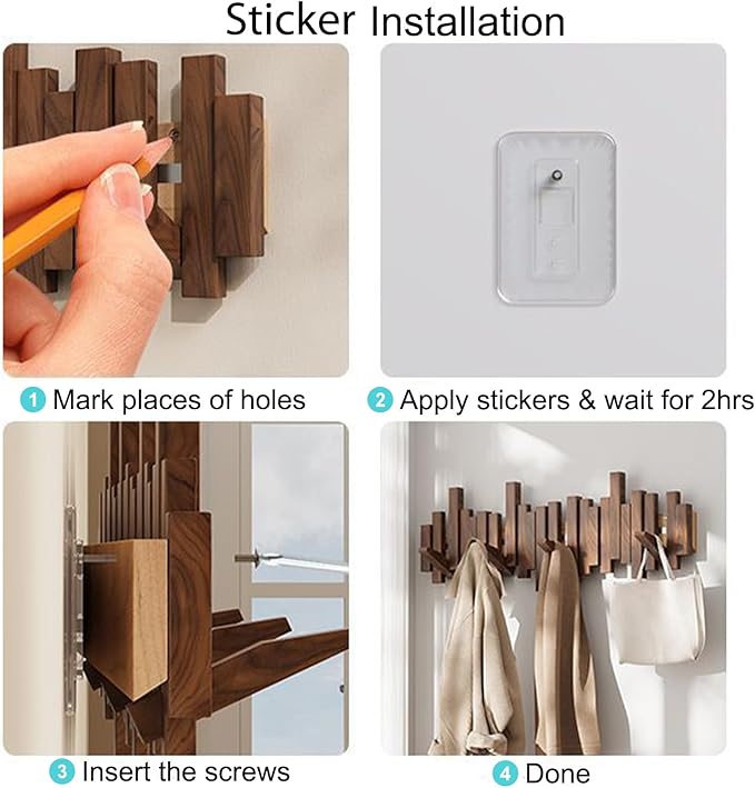 Ξύλινη κρεμάστρα ρούχων τοίχου 🎹Σχεδιασμός σε στυλ πλήκτρων πιάνου