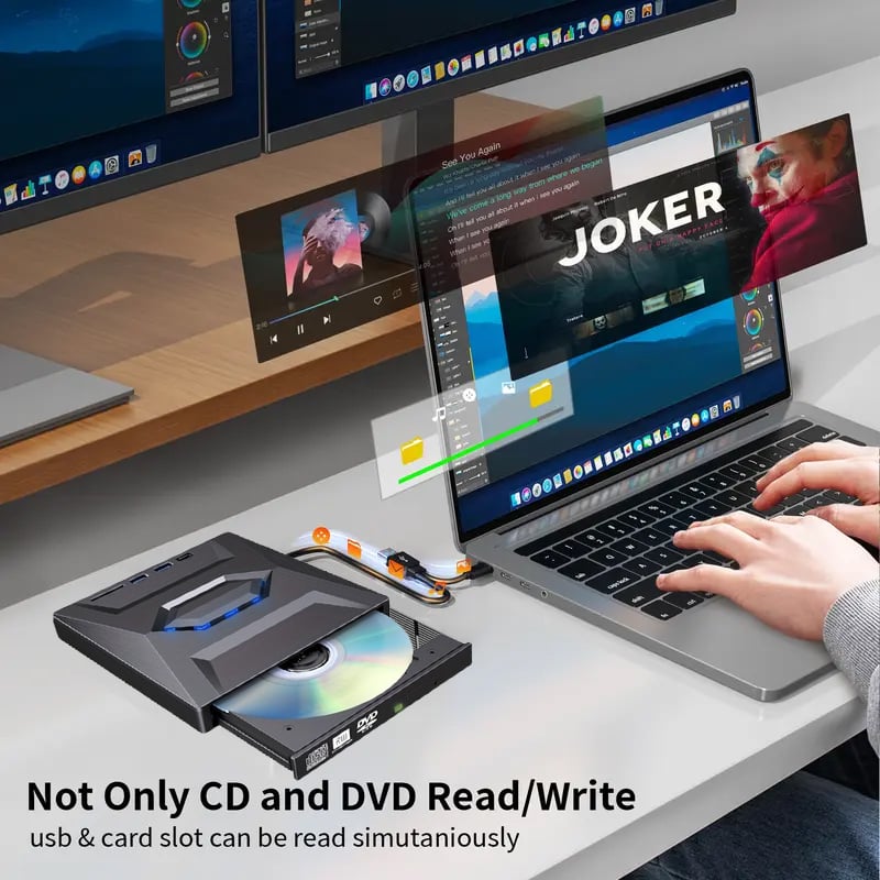 Ρετρό φορητό CD DVD Player USB C 3.0 Φορητός καυστήρας CD