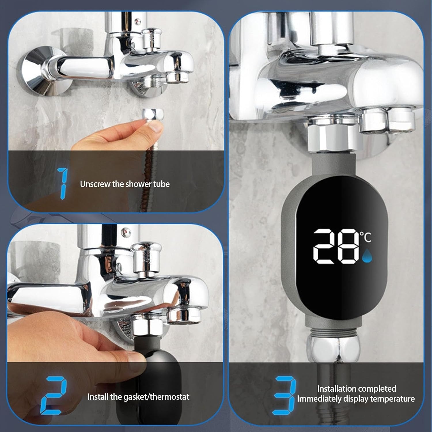 ThermaClear — Digital Shower Thermometer with Bright LED Display