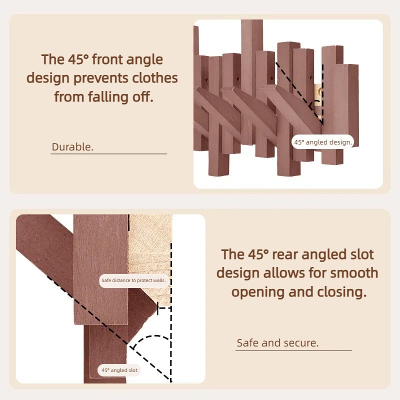 Ξύλινη κρεμάστρα ρούχων τοίχου 🎹Σχεδιασμός σε στυλ πλήκτρων πιάνου