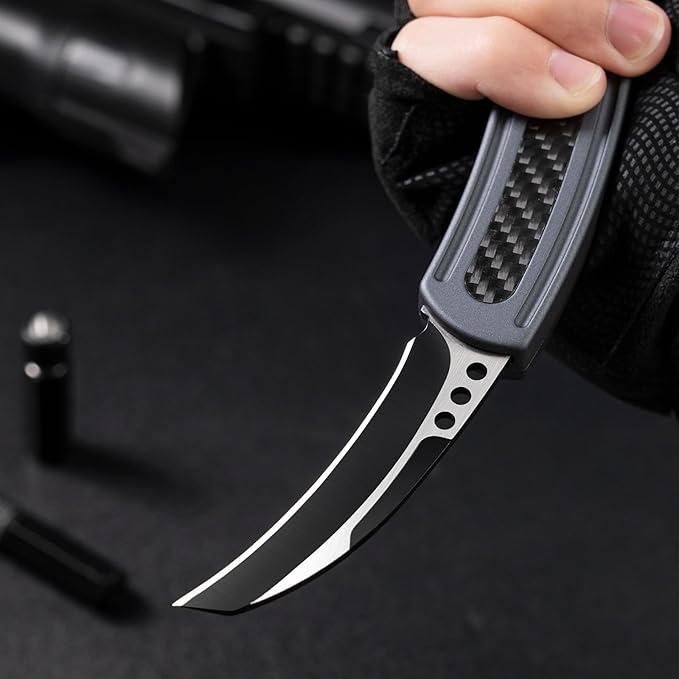 Επικάλυψη από ίνες άνθρακα για υπαίθρια κατασκήνωση OTF με τακτική λαβή EDC, πτυσσόμενο μαχαίρι