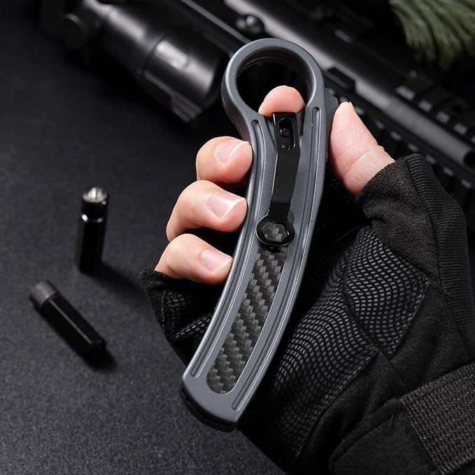 Επικάλυψη από ίνες άνθρακα για υπαίθρια κατασκήνωση OTF με τακτική λαβή EDC, πτυσσόμενο μαχαίρι