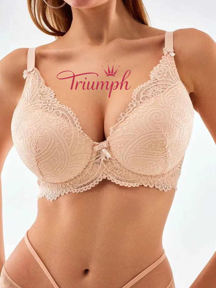 Triumph® 3 τεμάχια💖50% έκπτωση✨Σουτιέν με δαντέλα για μεγάλα μεγέθη, βαθύ V [65A-120H]