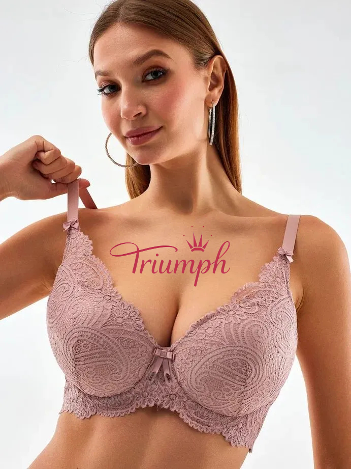 Triumph® 3 τεμάχια💖50% έκπτωση✨Σουτιέν με δαντέλα για μεγάλα μεγέθη, βαθύ V [65A-120H]