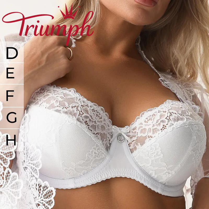💖Σετ 4 τεμαχίων Triumph® ✨Σουτιέν με μπανέλα και δαντέλα για μεγάλο στήθος