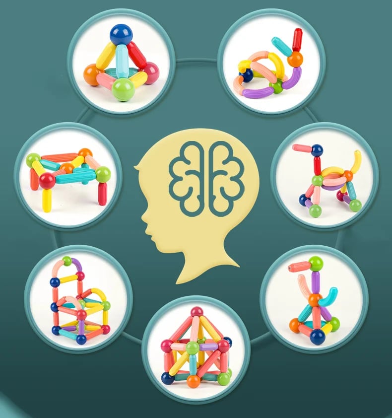 🔥Σετ μαγνητικών μπάλες και ράβδοι με εκπαιδευτικά μαγνητικά τουβλάκια