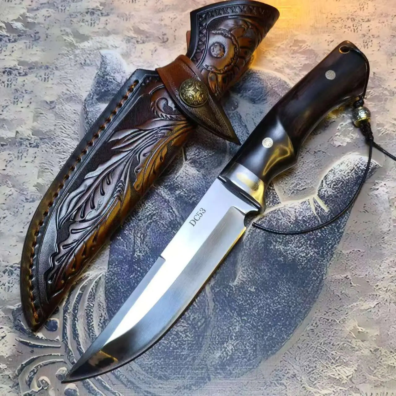 Evening Breeze - DC53 Tactical Straight Knife With Ergonomic Ebony Handle