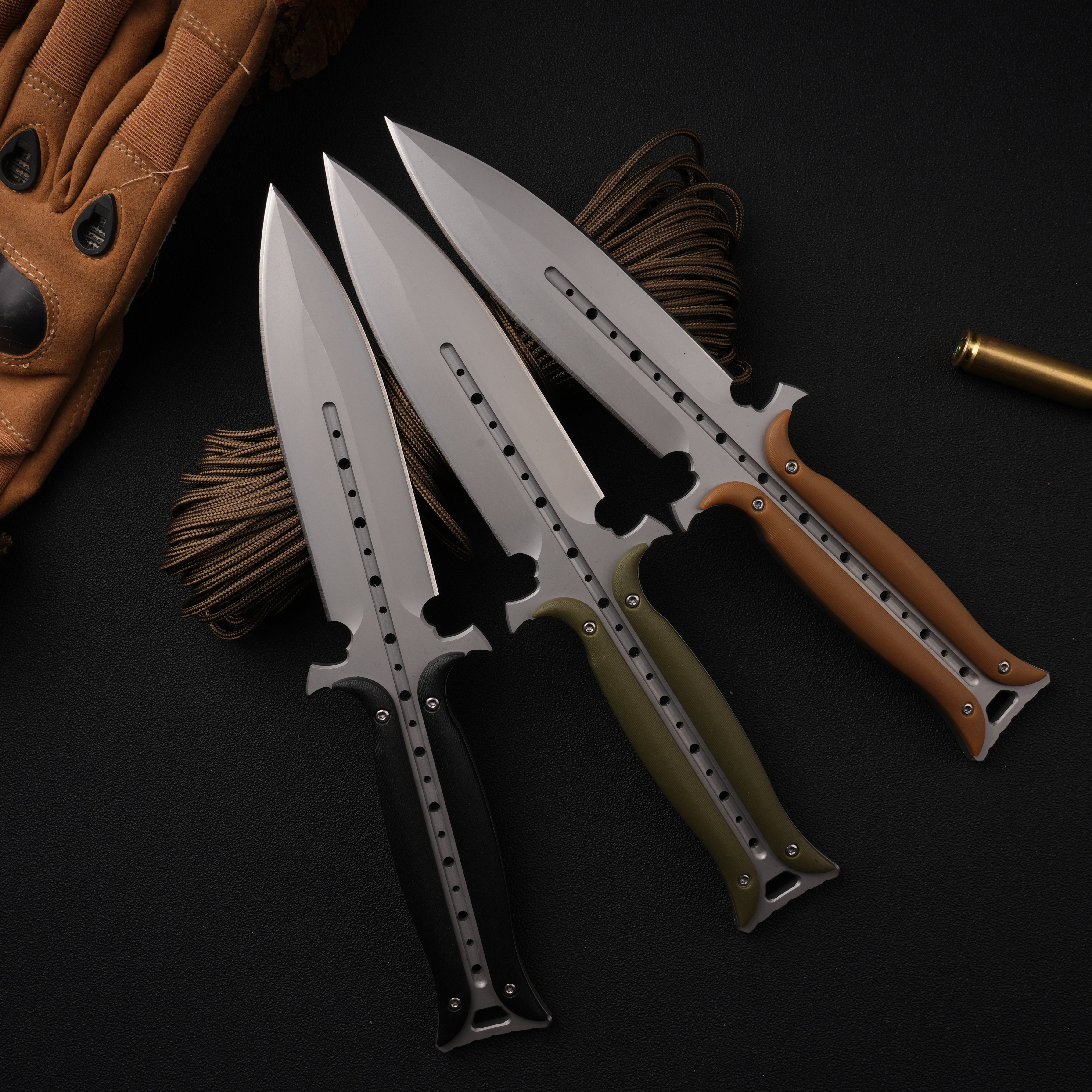 Forged Dawn:Unique Design Integral 4Cr13 Steel EDC Knife with K-Sheath