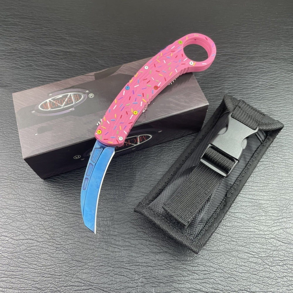 Επικάλυψη από ίνες άνθρακα για υπαίθρια κατασκήνωση OTF με τακτική λαβή EDC, πτυσσόμενο μαχαίρι