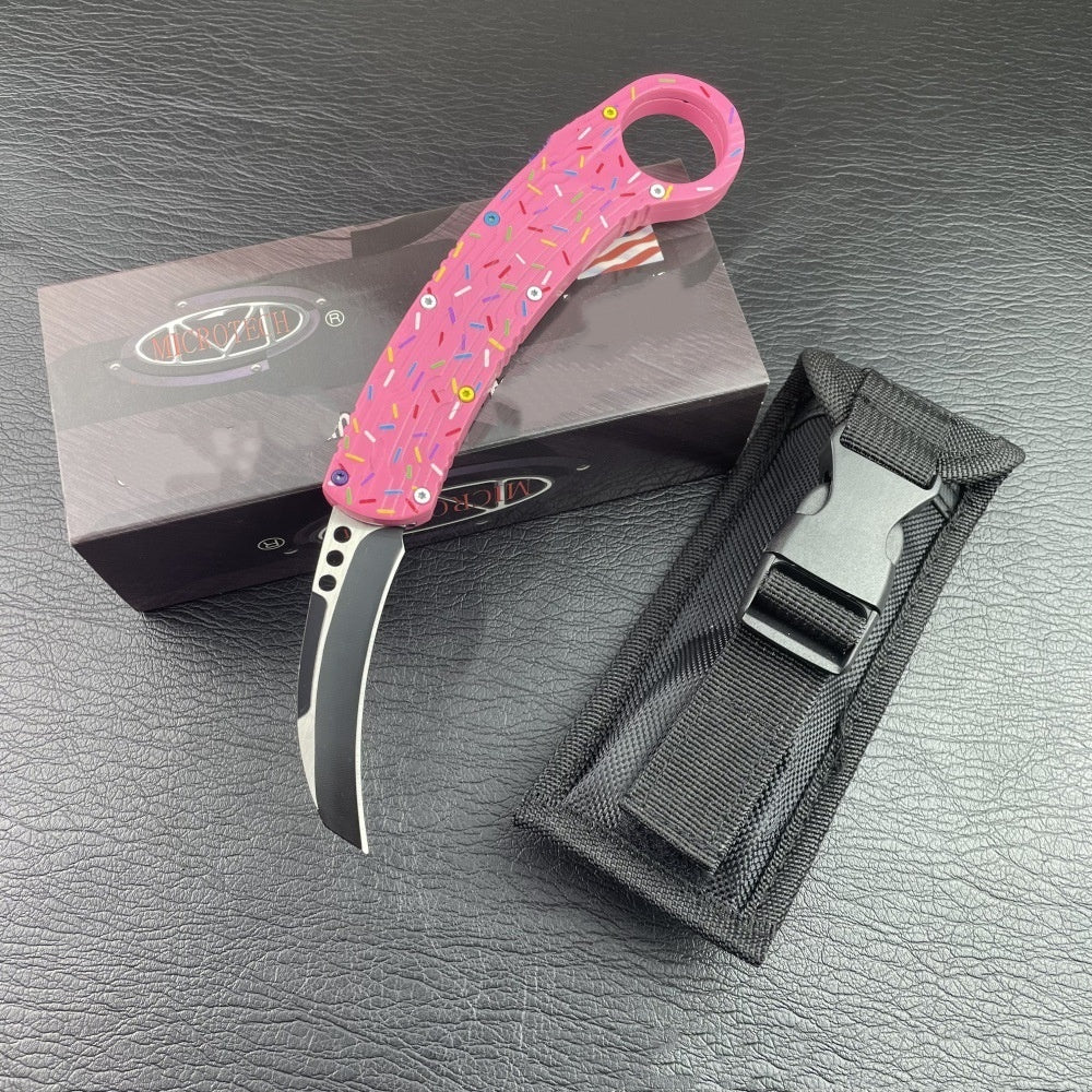 Επικάλυψη από ίνες άνθρακα για υπαίθρια κατασκήνωση OTF με τακτική λαβή EDC, πτυσσόμενο μαχαίρι