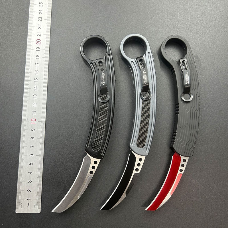 Επικάλυψη από ίνες άνθρακα για υπαίθρια κατασκήνωση OTF με τακτική λαβή EDC, πτυσσόμενο μαχαίρι