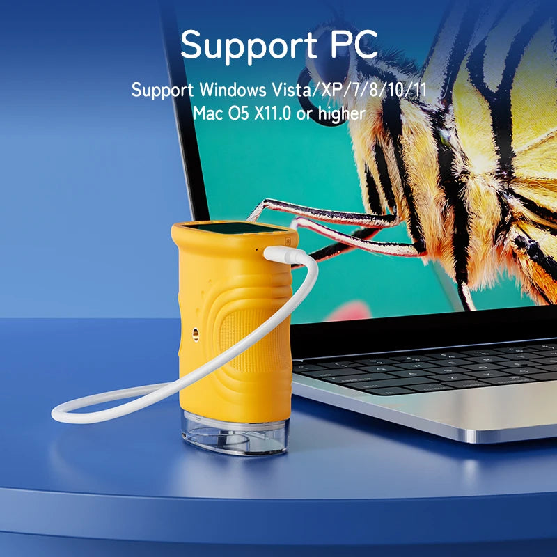 Επαναφορτιζόμενο μίνι ψηφιακό μικροσκόπιο τσέπης με οθόνη 2,0" - 1000X