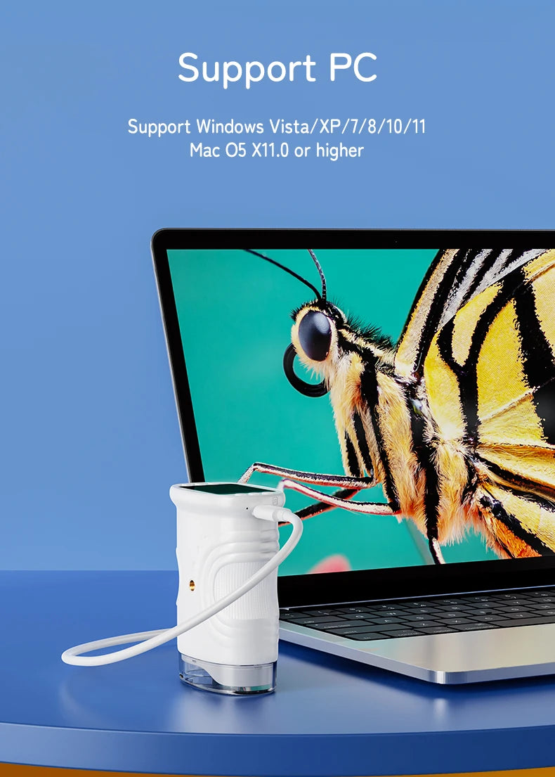 Επαναφορτιζόμενο μίνι ψηφιακό μικροσκόπιο τσέπης με οθόνη 2,0" - 1000X