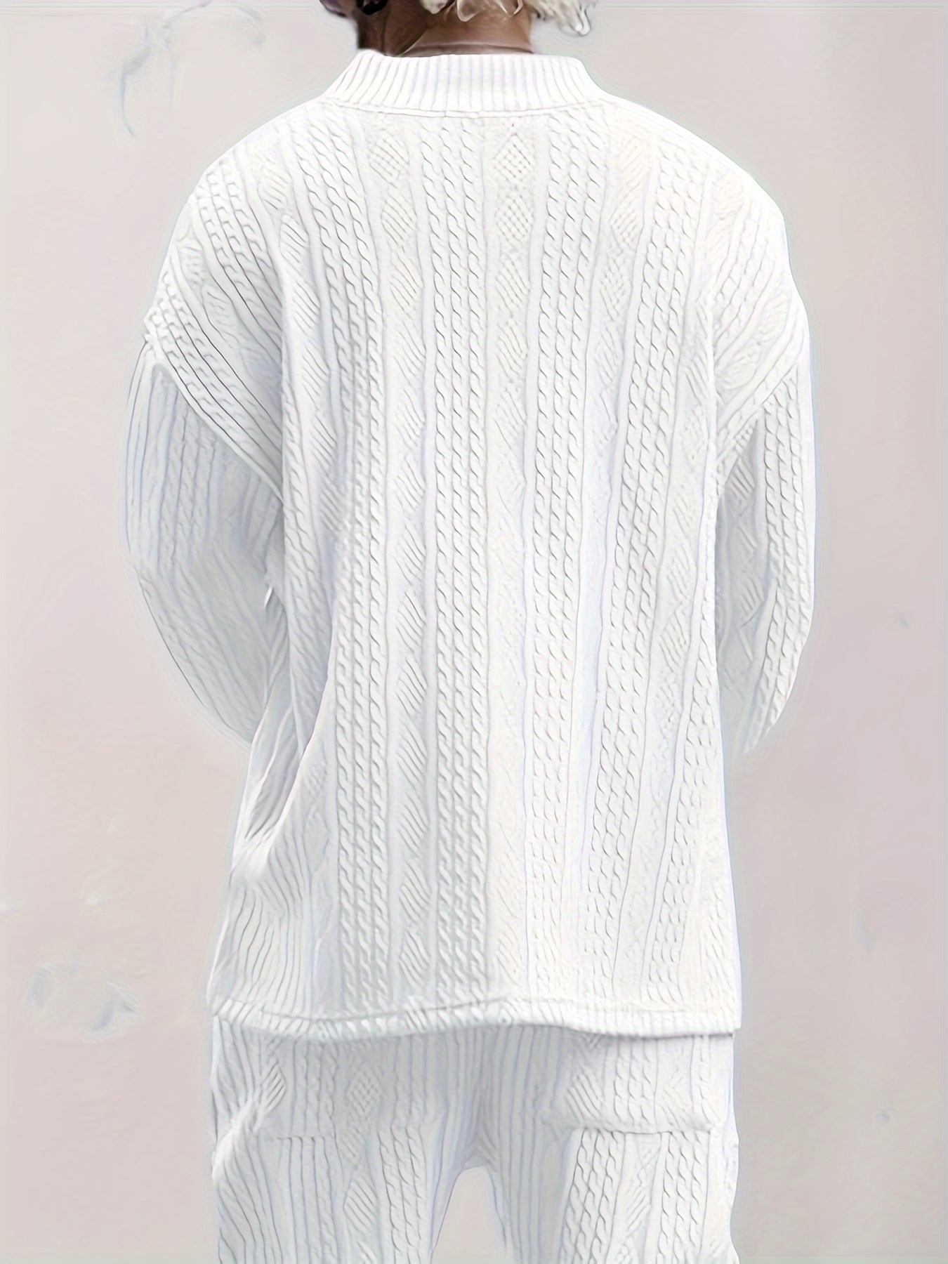 Πουλόβερ με πλεκτό καλώδιο από βαμβάκι, άνετο ζεστό ελαφρώς τεντωμένο πουλόβερ V για άνδρες, φθινόπωρο χειμώνα