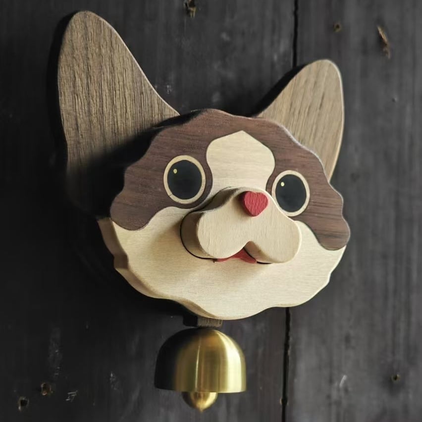 Wooden Shiba Inu Wind Chime Doorbell