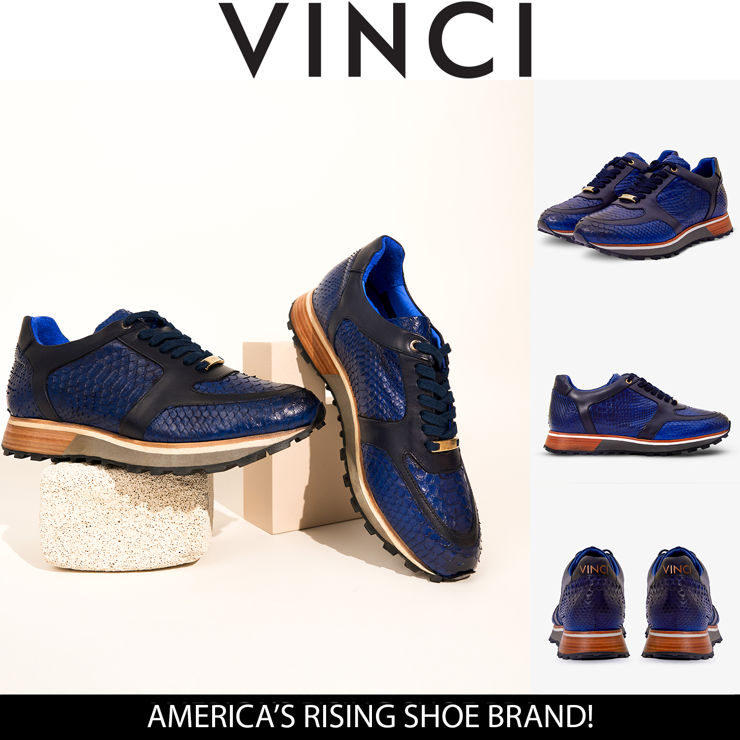 Ανδρικά sneakers The Boss Pyth Snk Skin σε μπλε χρώμα
