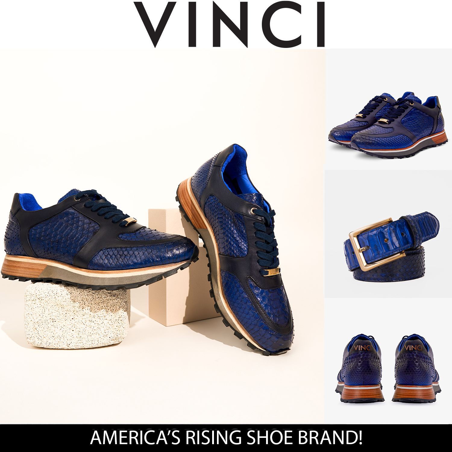 Ανδρικά sneakers The Boss Pyth Snk Skin σε μπλε χρώμα