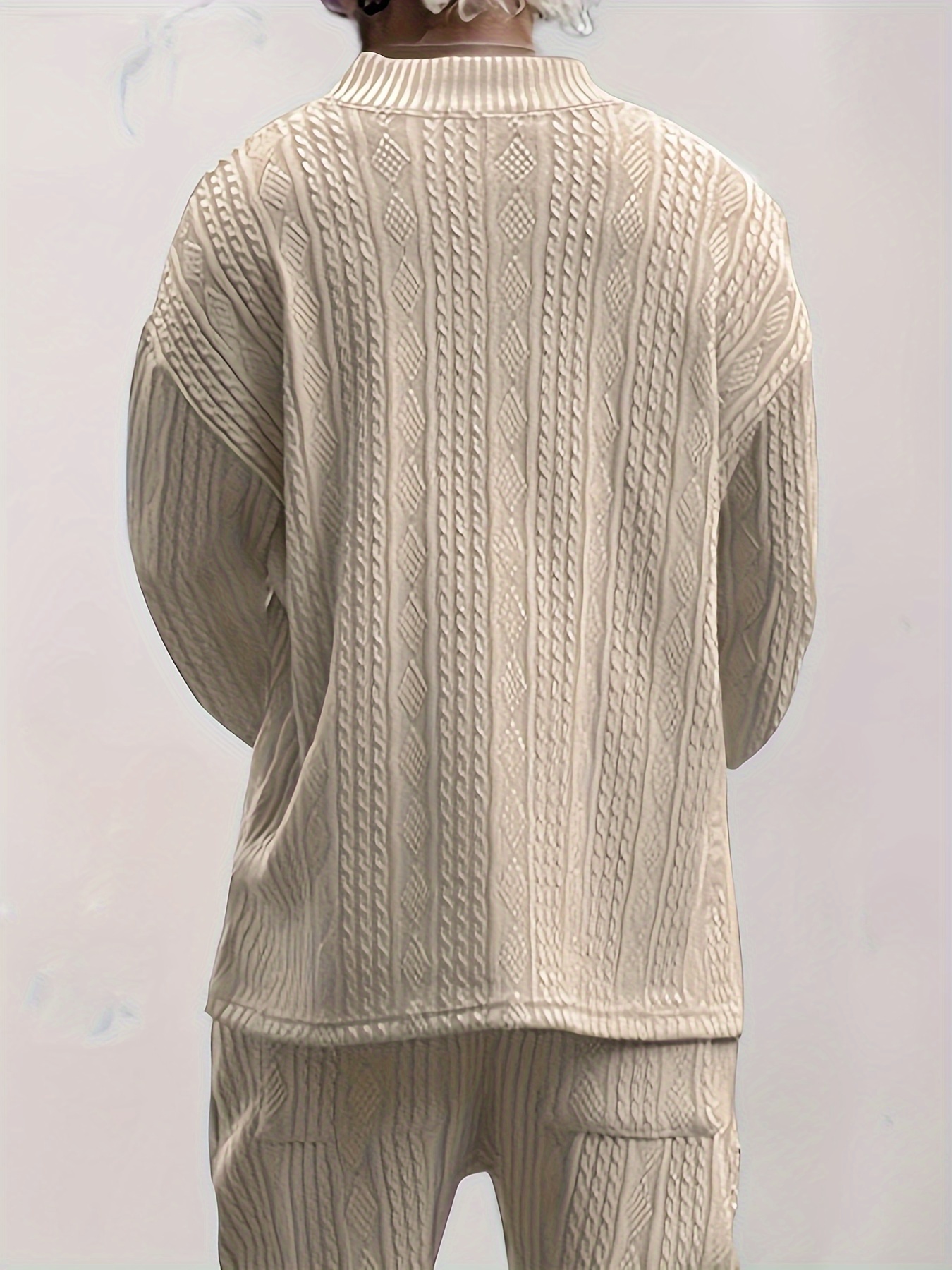 Πουλόβερ με πλεκτό καλώδιο από βαμβάκι, άνετο ζεστό ελαφρώς τεντωμένο πουλόβερ V για άνδρες, φθινόπωρο χειμώνα