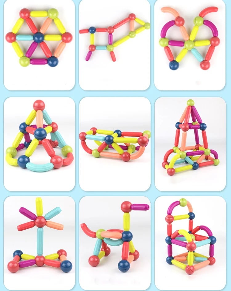 🔥Σετ μαγνητικών μπάλες και ράβδοι με εκπαιδευτικά μαγνητικά τουβλάκια