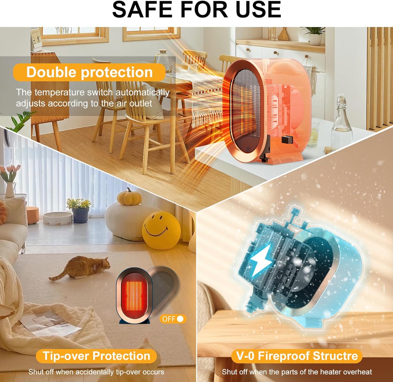 Φορητή ηλεκτρική θερμάστρα χώρου εσωτερικού χώρου 1200W