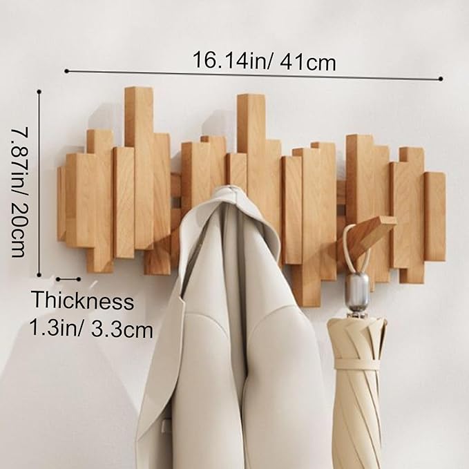 Ξύλινη κρεμάστρα ρούχων τοίχου 🎹Σχεδιασμός σε στυλ πλήκτρων πιάνου