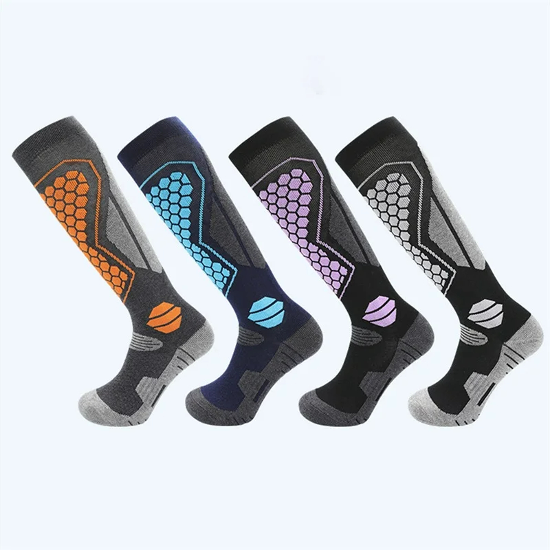 Men'S And Women'S Skiing Socks Wool Thick Warm Fashionable Knee Length Outdoor Skiing Warm Snow Socks