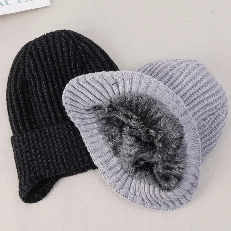 Winter men's and women's warm ear protective old hat Dad grandpa cold plus wool hat
