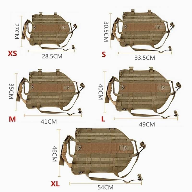 Outdoor Dog Harness Adjustable Military K9 Harness Vest with 3 Detachable Pouches