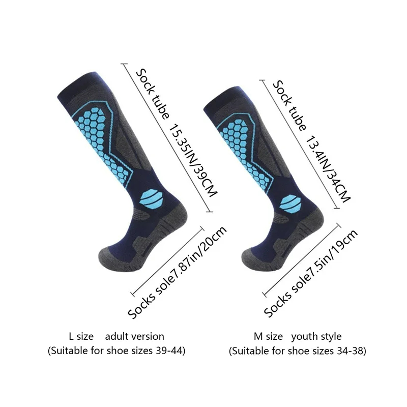 Men'S And Women'S Skiing Socks Wool Thick Warm Fashionable Knee Length Outdoor Skiing Warm Snow Socks