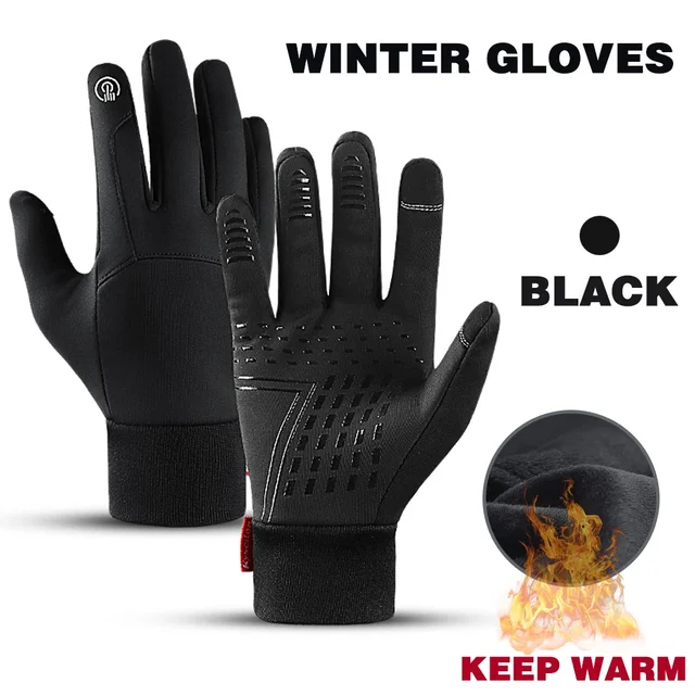 Winter Warm Men's Gloves Outdoor Cycling Sports Waterproof Touch Screen Glove For Men Women Plush Warm Slip-Proof Gloves