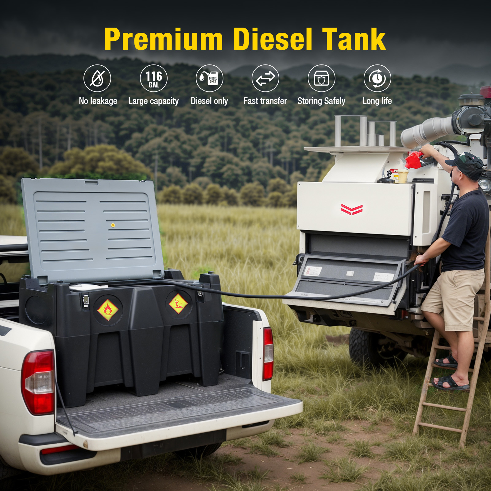 Diesel Transfer Tank 116 Gallon, Black