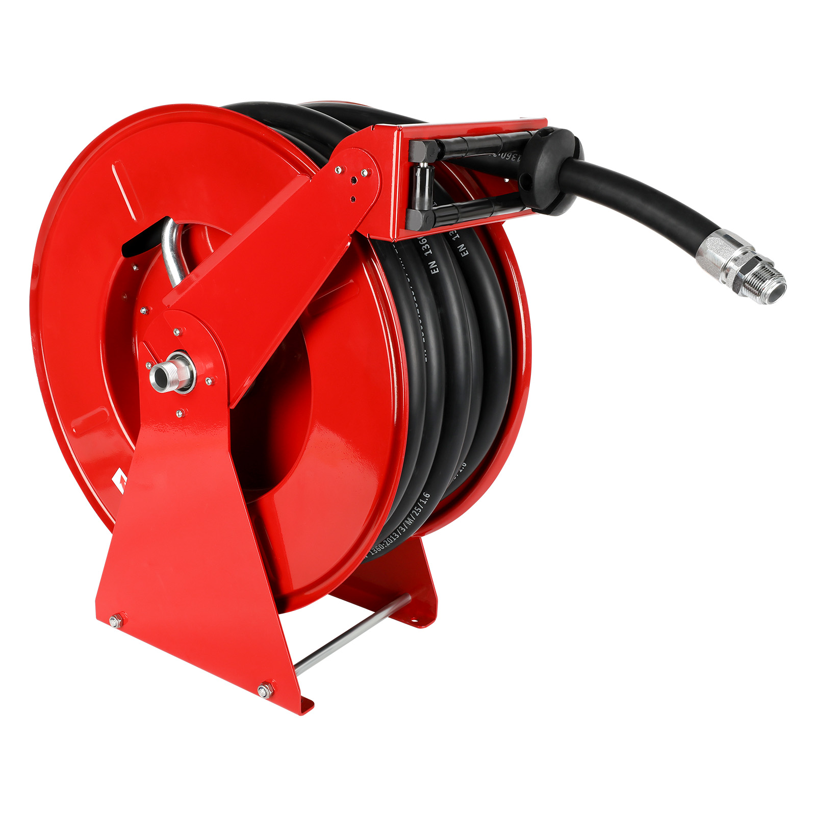 Brearo 1" x 82ft Retractable Diesel Fuel Hose Reel - Heavy Duty Spring Driven, Auto Retract, 300 PSI, Industrial Hose Reel for Aircraft, Trucks, Ships, & Vehicles